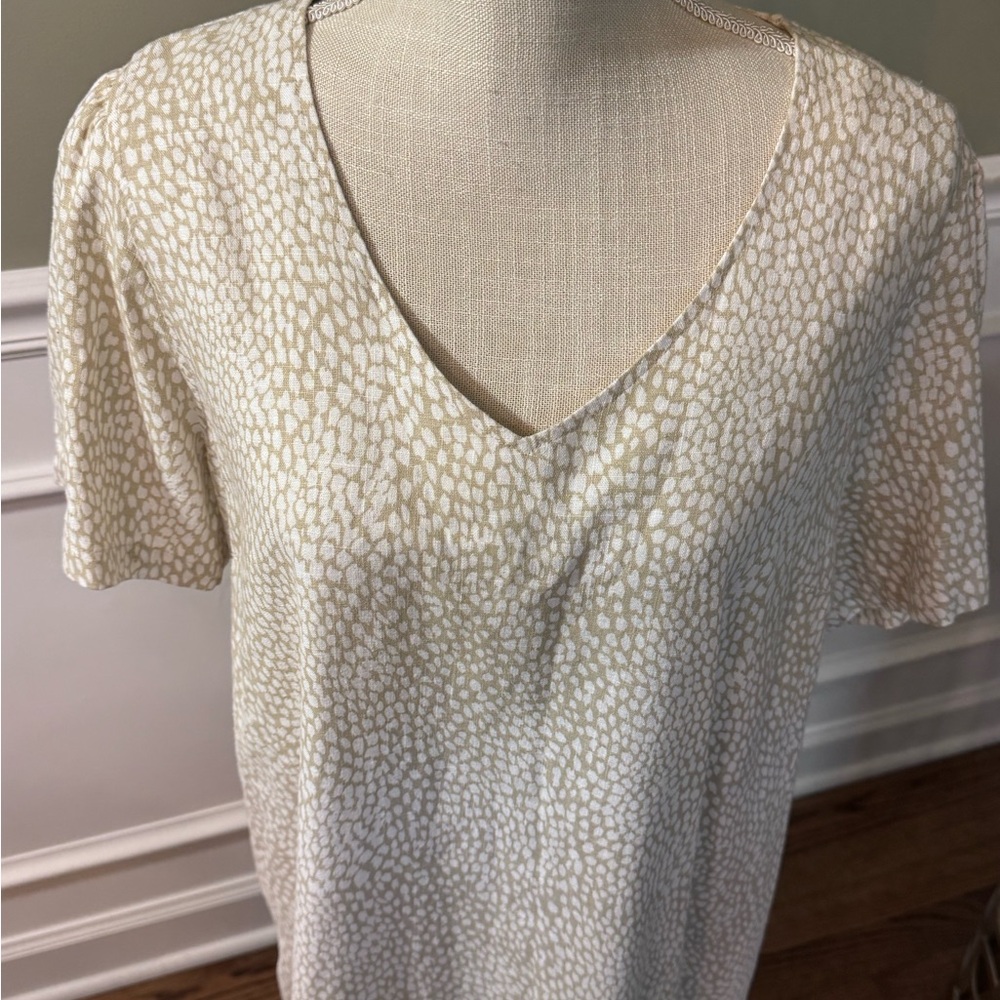 Original by Nicole Miller Women Shift Dress Linen Blend Size XL tan and white - Picture 3 of 12